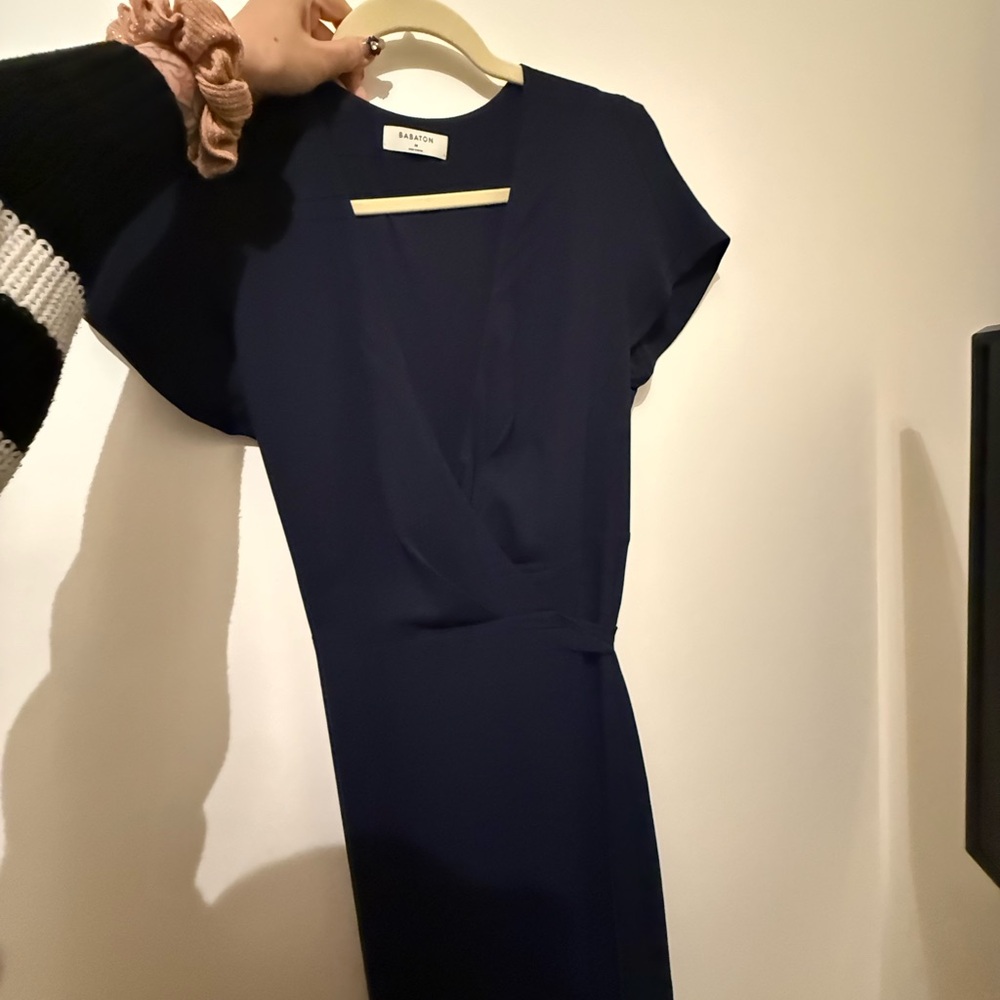 Aritzia Babaton Navy Wrap Dress - Medium - Picture 2 of 3